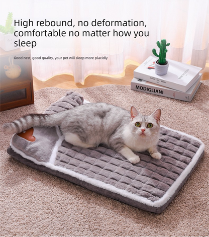 Thickened Pet Sofa Bed XXL Size 100x70cm Coffee Dog Mat with Integrated Pillow Soft Washable Sleeping Pad for Dogs and Cats All Season Comfort