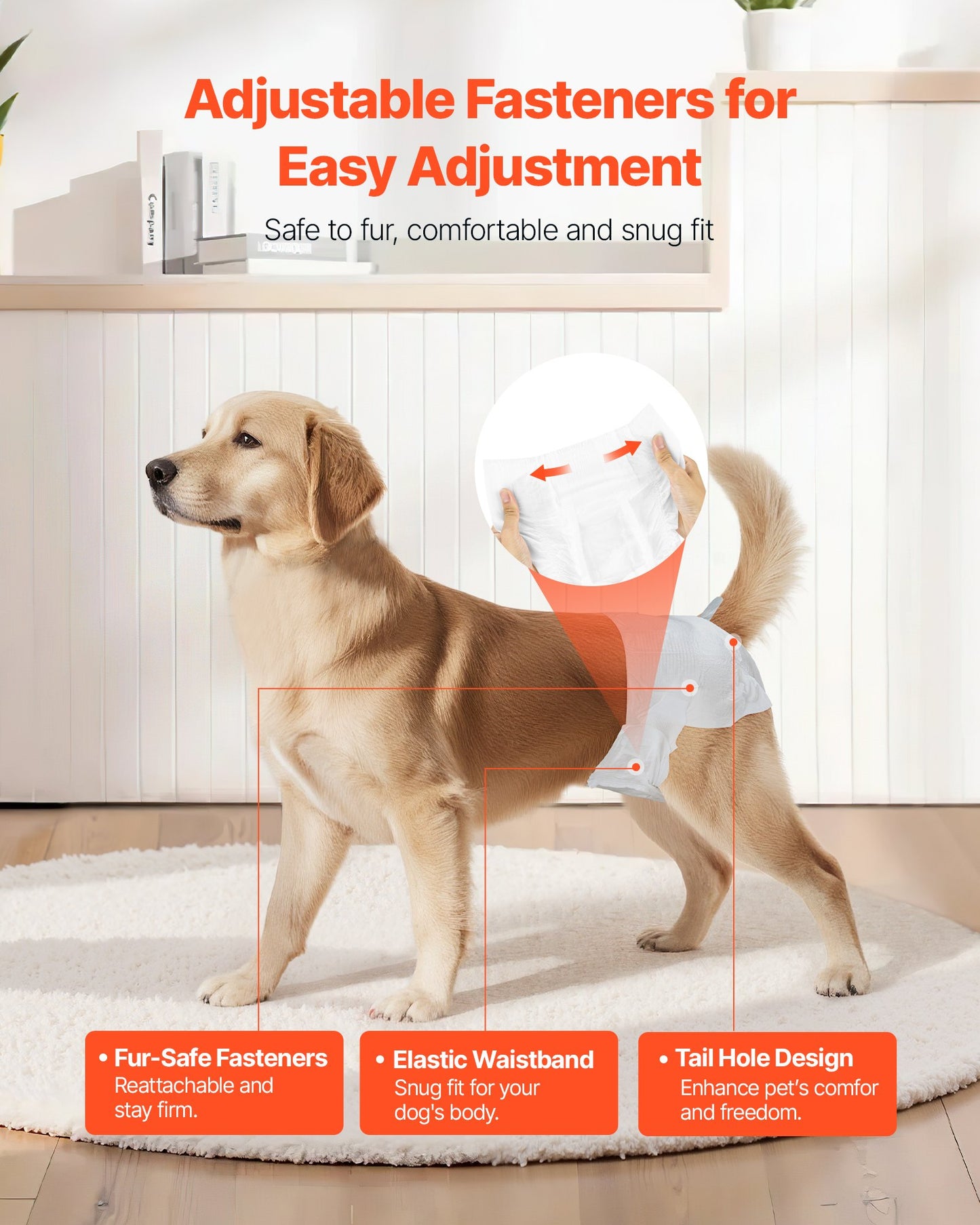 VEVOR Disposable Dog Diapers, Super Absorbent Female Dog Diapers, 360° Leak-Proof Female Doggy Pet Diaper with Wetness Indicator for Heat Period, Training, Incontinence - M, 96 Count (2 Packs of 48)