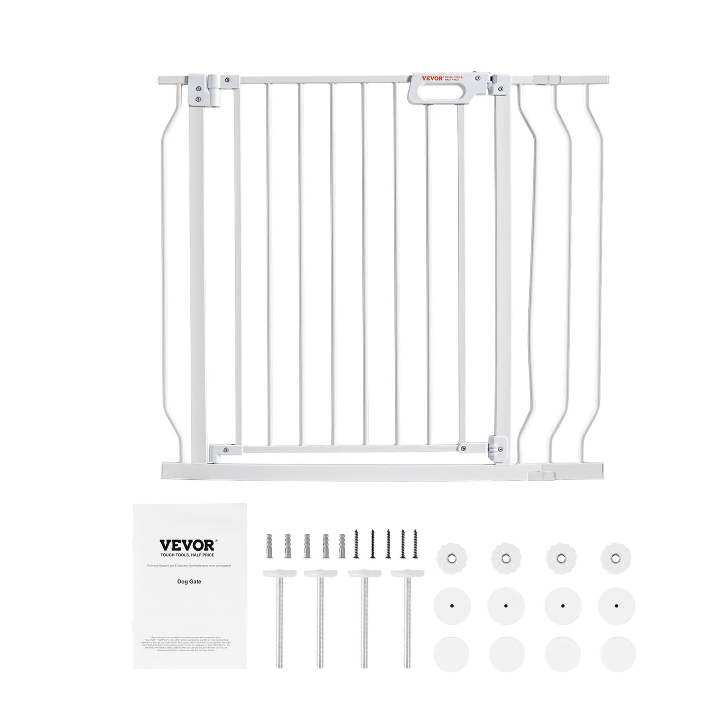 VEVOR Baby Gate, 749-990 mm Extra Wide, 762 mm High, Dog Gate for Stairs Doorways and House, Easy Step Walk Thru Auto Close Child Gate Pet Security Gate with Pressure Mount Kit & Wall Mount Kit, White
