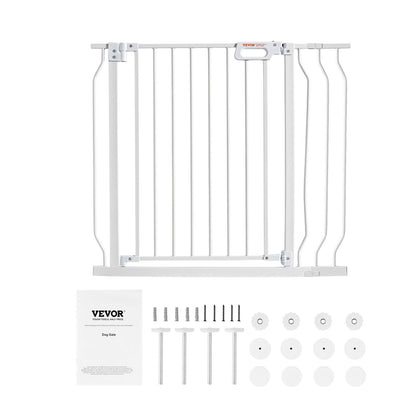 VEVOR Baby Gate, 749-990 mm Extra Wide, 762 mm High, Dog Gate for Stairs Doorways and House, Easy Step Walk Thru Auto Close Child Gate Pet Security Gate with Pressure Mount Kit & Wall Mount Kit, White