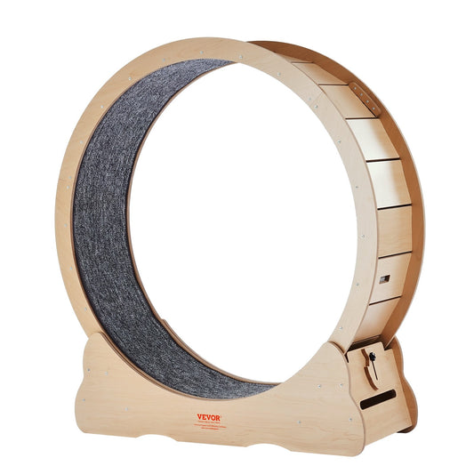 VEVOR Wooden Cat Exercise Wheel, 43.3" Large Cat Treadmill Wheel for Indoor Cats, Cat Running Wheel with Detachable Carpet & Cat Teaser for Running/Walking/Training, Suitable for Most Cats Yellow