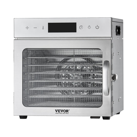 VEVOR Food Dehydrator Machine, 8 Stainless Steel Trays, 400W Electric Food Dryer with Adjustable Temperature & 24-Hour Timer, Freeze Dryer for Jerky, Meat, Fruit, Vegetables, Herbs, Dog Treats